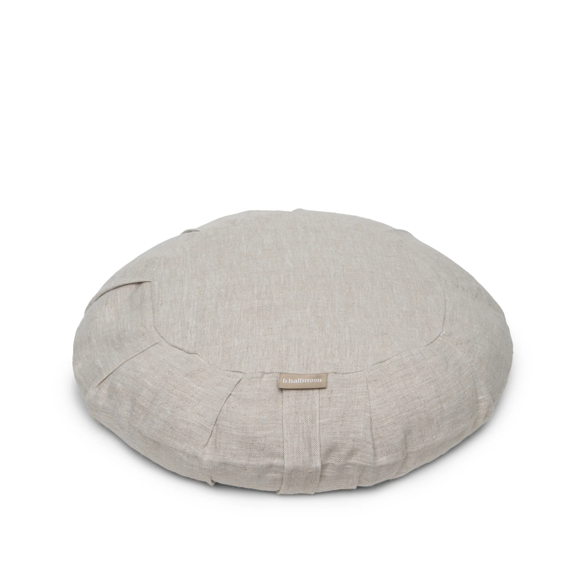 b, halfmoon Round Meditation Cushion Natural Linen top